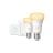 Hue Bridge, dimmer switch and two smart light bulbs